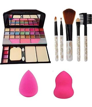 Adbeni Along With 2 Puff & 5 Brushes Makeup Kit Pack of 4 32