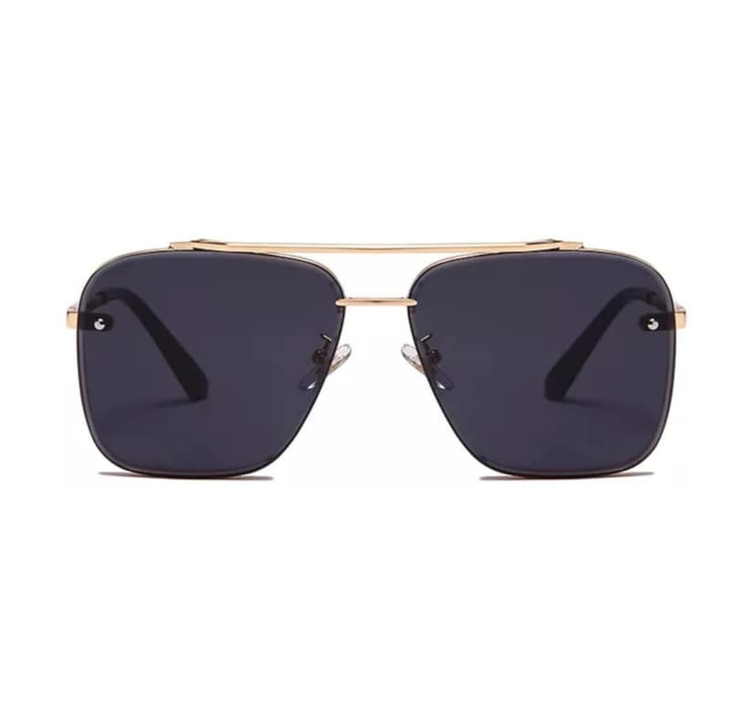 4Flaunt UV400 Protected Vintage Pilot Gradient Driving Metal Body Square Sunglasses For Men And Women (C3 - Gold Frame/Black Lenses) view 2