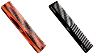 Vega Half Coarse and Half Fine General Grooming Comb, Black & Vega Tortoise All Fine Tooth Dressing Comb, Brown Vega Half Coarse and Half Fine General Grooming Comb, Black & Vega Tortoise All Fine Tooth Dressing Comb, Brown - Black / Large