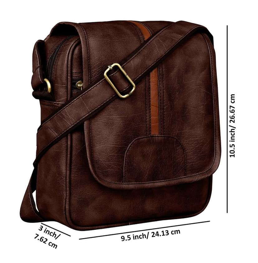 LOREM Tan Casual Faux Leather Cross Body Sling Bag For Men SL01-SL10 view 2