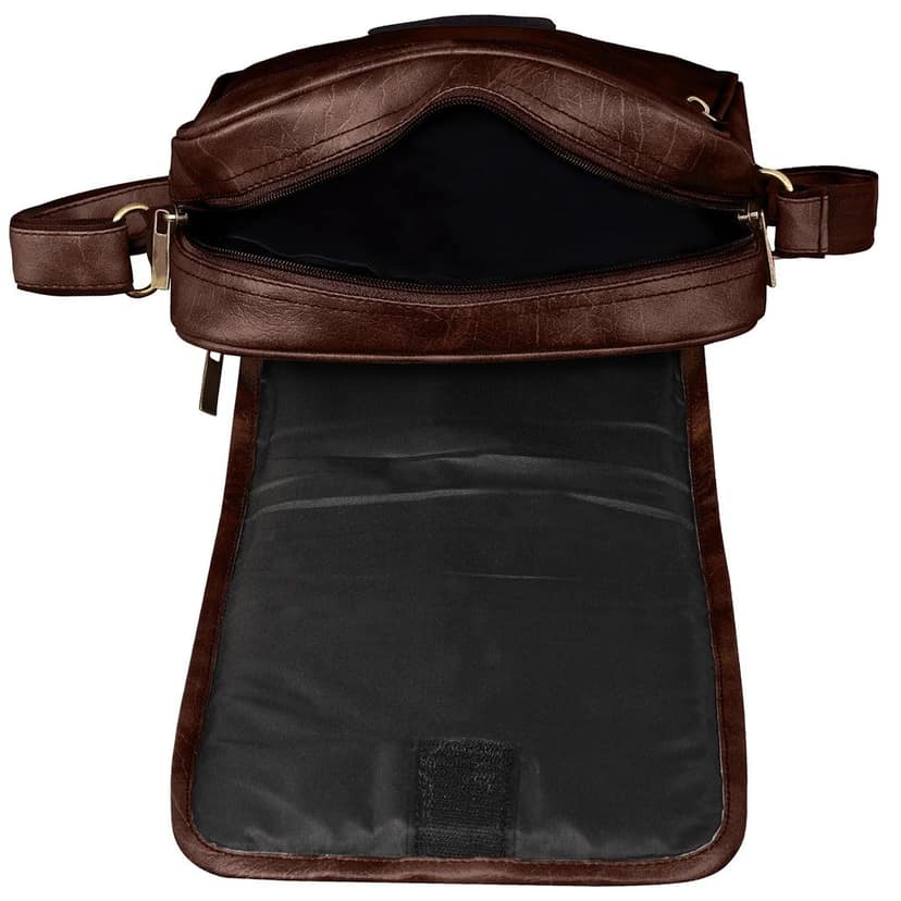 LOREM Tan Casual Faux Leather Cross Body Sling Bag For Men SL01-SL10 view 4