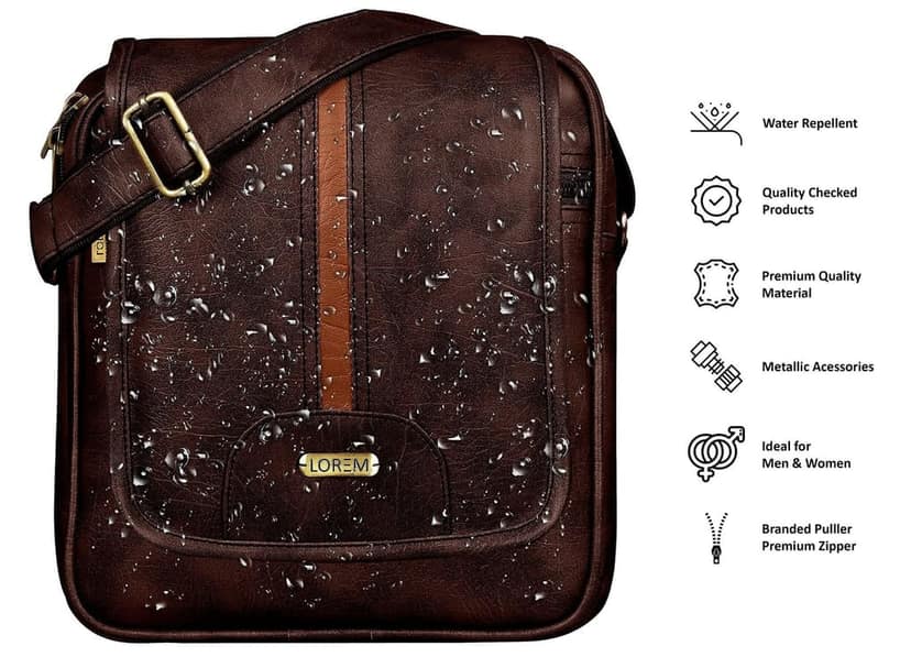 LOREM Tan Casual Faux Leather Cross Body Sling Bag For Men SL01-SL10 view 7