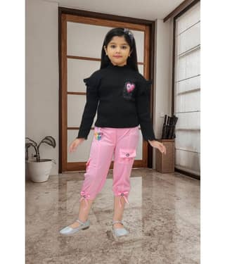 NEWSIFA Pack of 1 Girls Cotton Blend Top With Capris ( Green )