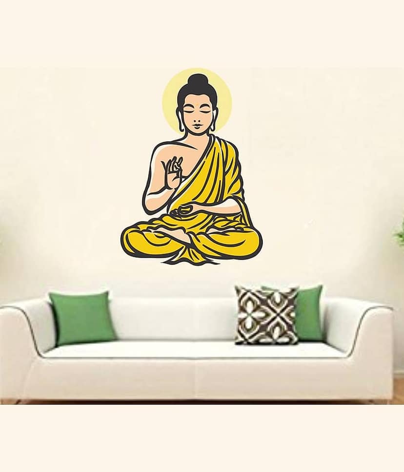 Asmi Collection Meditating God Buddha Wall Sticker ( 85 x 60 cms ) view 2