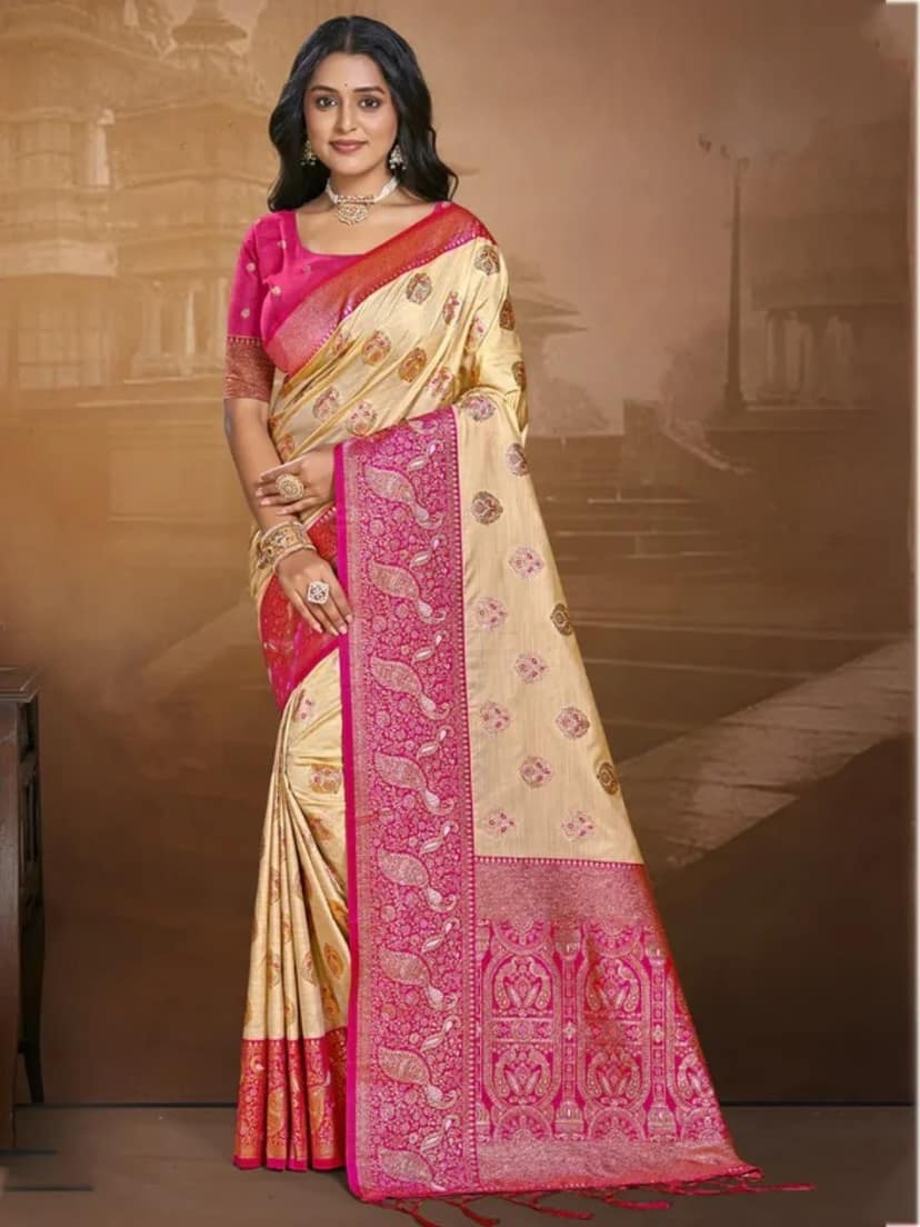 Beige Silk Saree