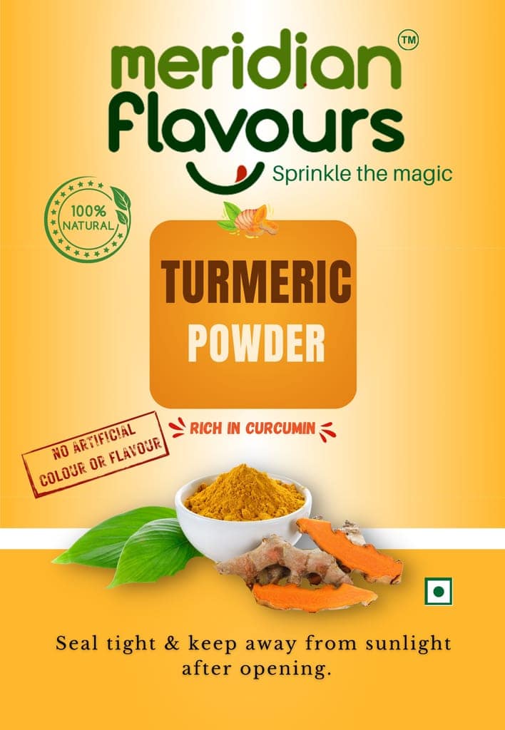 Meridian Flavours Dehydrated Turmeric Powder | Washed and Cleaned Without Outer Skin | Rich in Curcumin | 100% Natural and Preservatives Free | (Turmeric Powder, 100gm) view 3