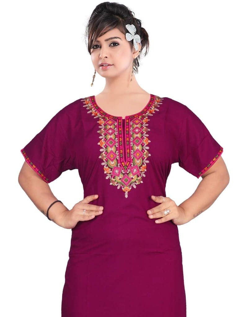 VALENCIA SLEEPWEAR Dimond Shap Embroidery Gown Maxi Nightwear Nighty Lizzy Bizzy Soft Fabric Length Night Slip view 7