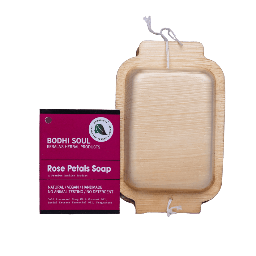 Bodhi Soul Rose Ayurvedic Soap | Handmade Floral Soap for Dry & Sensitive Skin | Rose Petal Infused | 75g