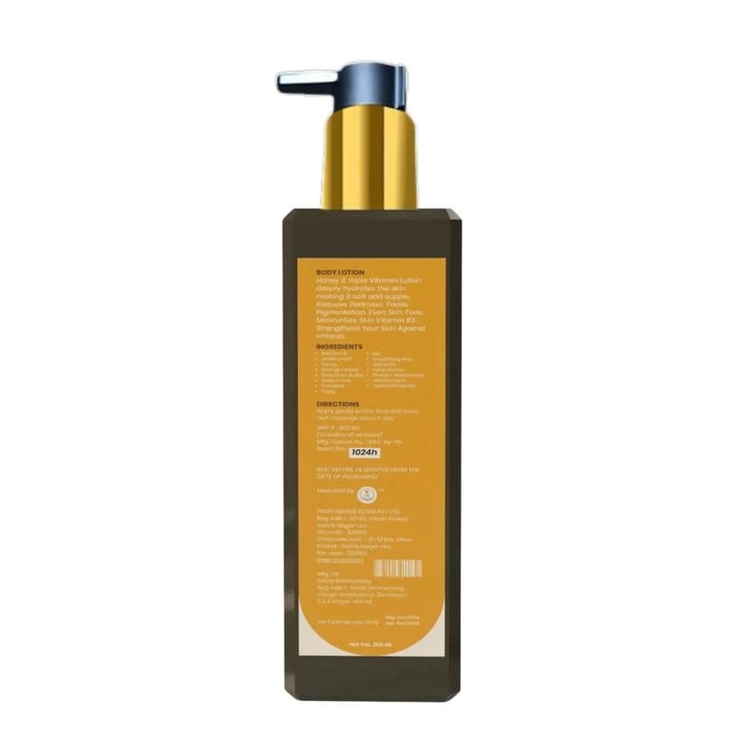 Orancia Triple Natural Vitamin Moisturizing Lotion with Shea Butter & Honey for Deep 48H Moisturization | Suitable for all skin types | 6 in 1 Total Care Benefits | 100% Natural Butter | Non-Greasy Smooth Skin | 200 ml view 7