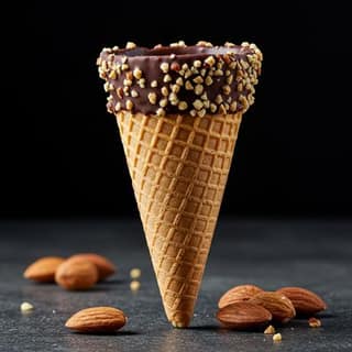 Chocolate Dipped Waffle Cone With Nuts