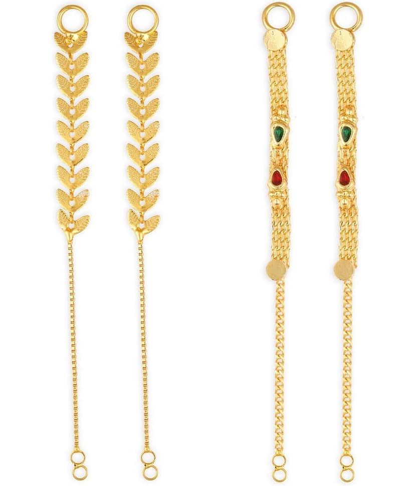 1gram gold Plated Kanchain Ear chain earcuff Ear to Ear Combo for Women & Girls
