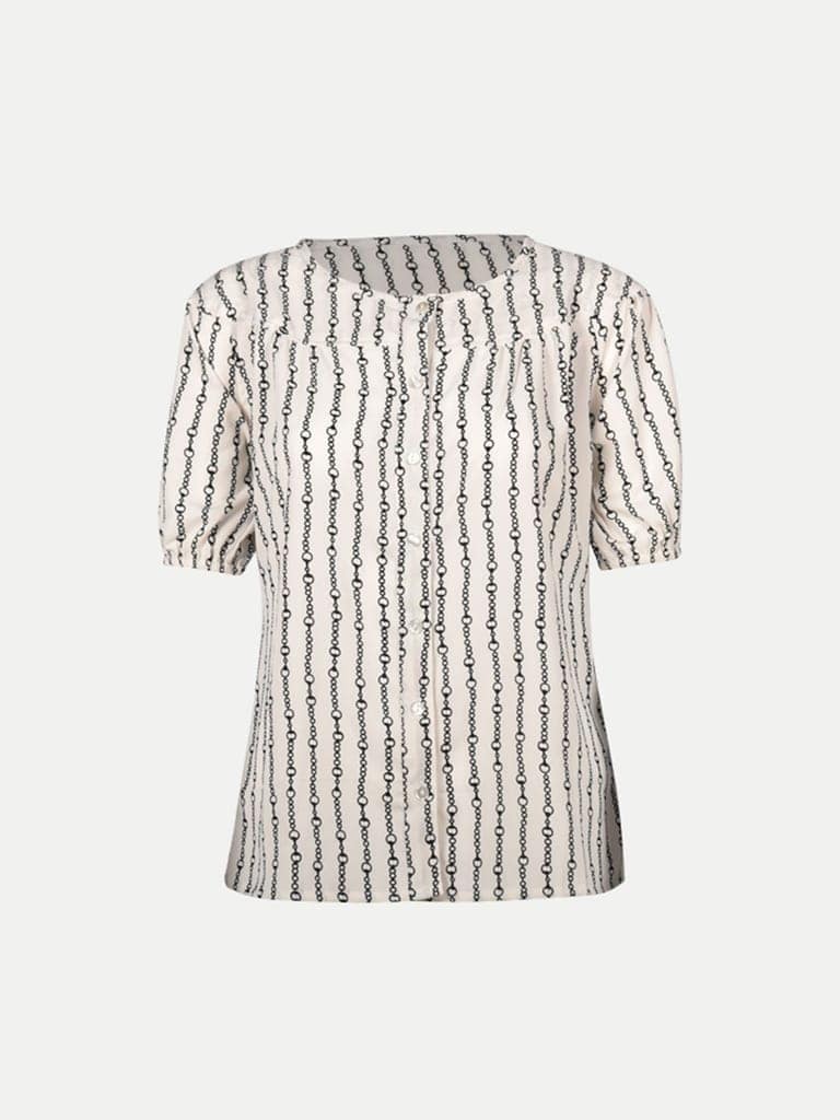 Women White Stripe Printed Tops