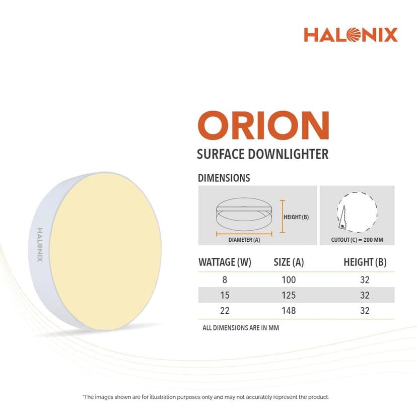 15W Warm White Yellow Orion Round Led Rimless Surface downlighter| Led Ceiling Light for Home, Shop and Office |Pack of 1, Warm White Yellow. view 3