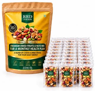​R R D Foods Dry Fruits Mix | Almonds, Cashews, Pistachios, Walnuts & Raisins | 30g x 30 Pouches | 900g