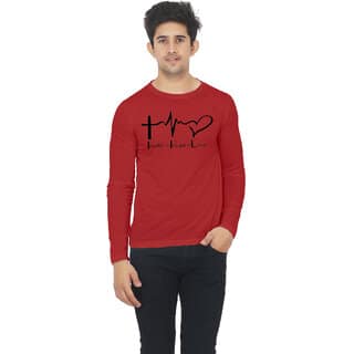Red color Full sleeve love faith hope printed tshirt