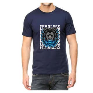 Trishoolin "Fearless Lion..." Abstract Theme Graphic T-Shirt (Design 10186MB ) | Cotton Regular Fit Crew Neck Tee | Pack of 1