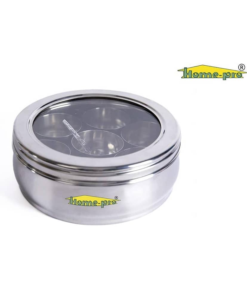 HomePro - Masala Dabba SS Steel Silver Spice Container ( Set of 1 )