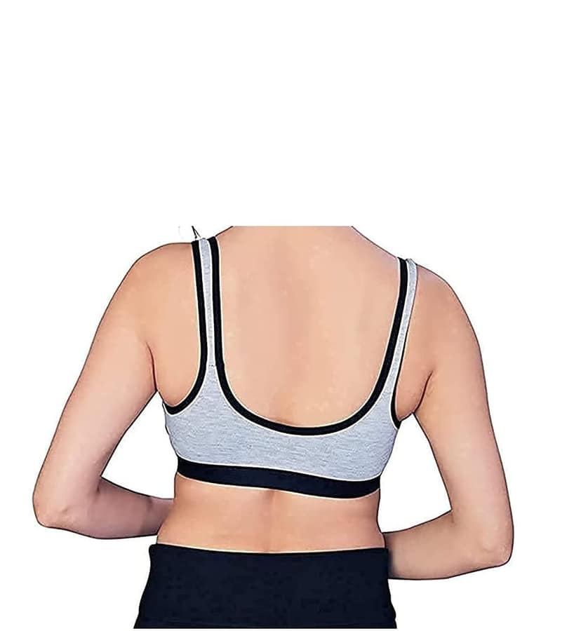 Fashion Bones- Women Stylish Non-Padded Anti Sagging Breathable Non Wired Full Coverage Workout Yoga Sports Bra Ladies Lingerie - (Black/Red/Pink) Pack of 6 view 2
