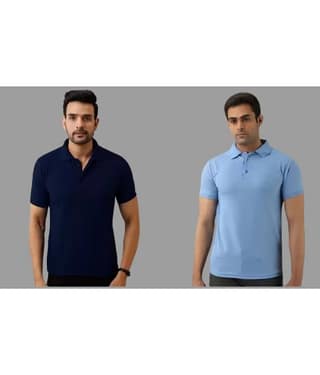 SKYRISE Pack of 2 Cotton Blend Slim Fit Solid Half Sleeves Men's Polo T Shirt ( Multicolor )