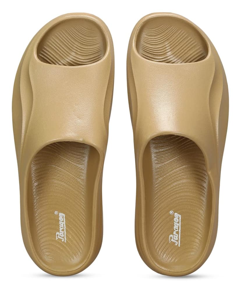 Paragon Men's Watreproof Beige Sliders with Comfortable Anti-Skid Sole view 4