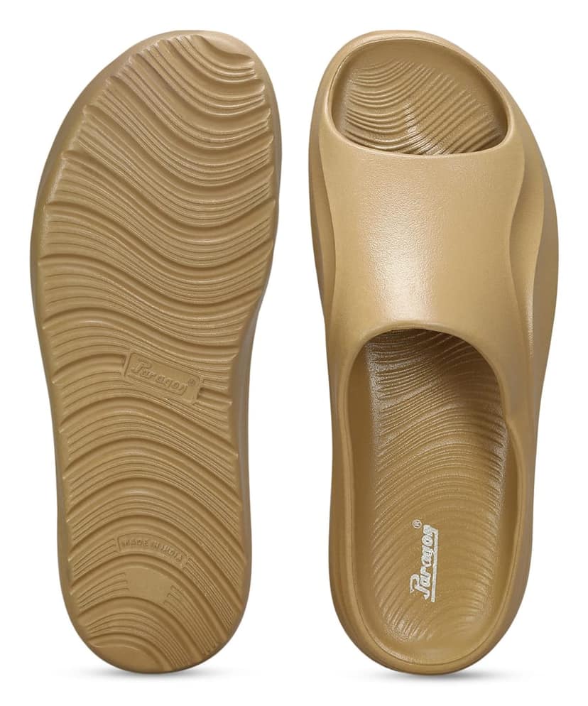 Paragon Men's Watreproof Beige Sliders with Comfortable Anti-Skid Sole view 5