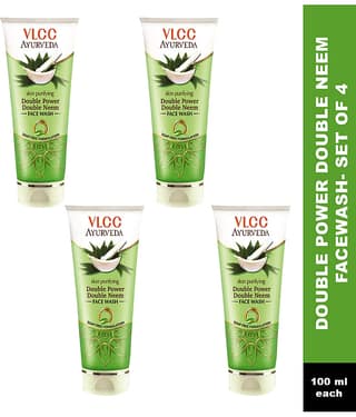 Vlcc Ayurveda Skin Purifying Double Power Double Neem Face Wash , 100Ml(Pack Of 4)