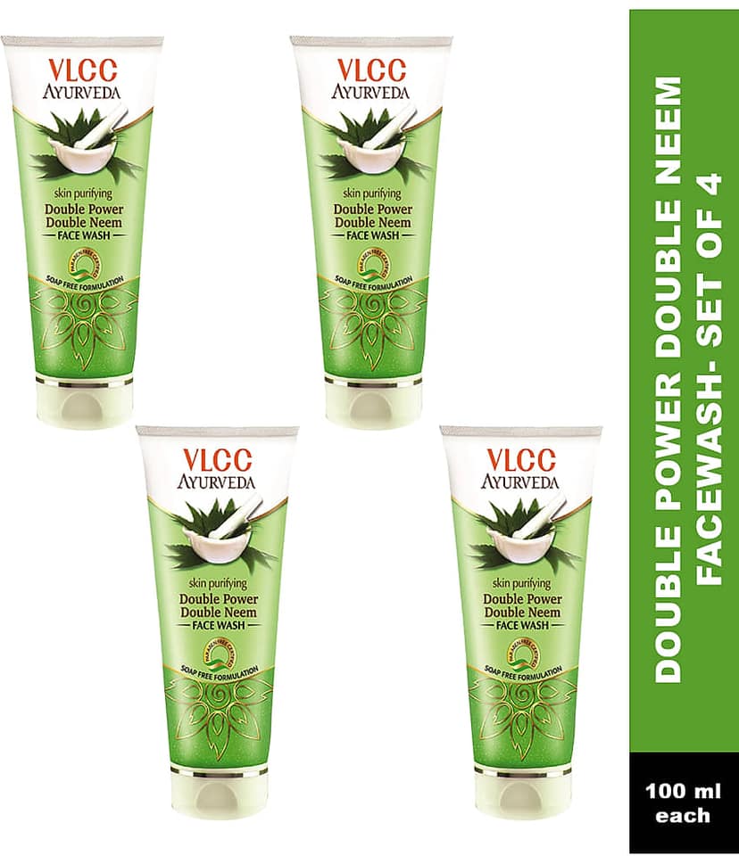 Vlcc Ayurveda Skin Purifying Double Power Double Neem Face Wash , 100Ml(Pack Of 4)