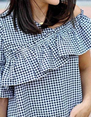 Black & White Check Ruffle Top view 2