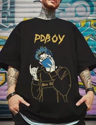 SCOTT FINCHER Men's Streetwear Hip Hop T-Shirt, Oversized Cotton Short Sleeve Graphic Tee, Casual Loose Fit Summer Tops : AA(ARN)BLACK_148