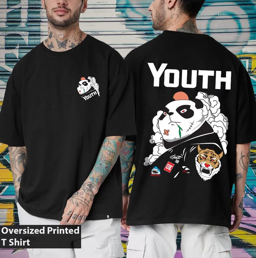 Scott Fincher Youth Culture Panda T-Shirt* Panda and Tiger T-Shirt : AA(ARN)BLACK_28 view 2