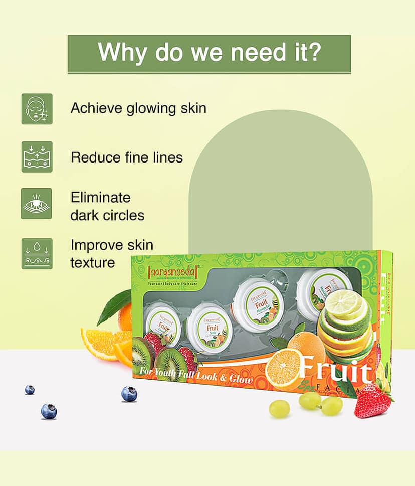 Aaryanveda Fruit Facial Kit ,Helps in Brightening & Revitalizing Skin for Glowing Skin 210g (Pack of 2) view 2