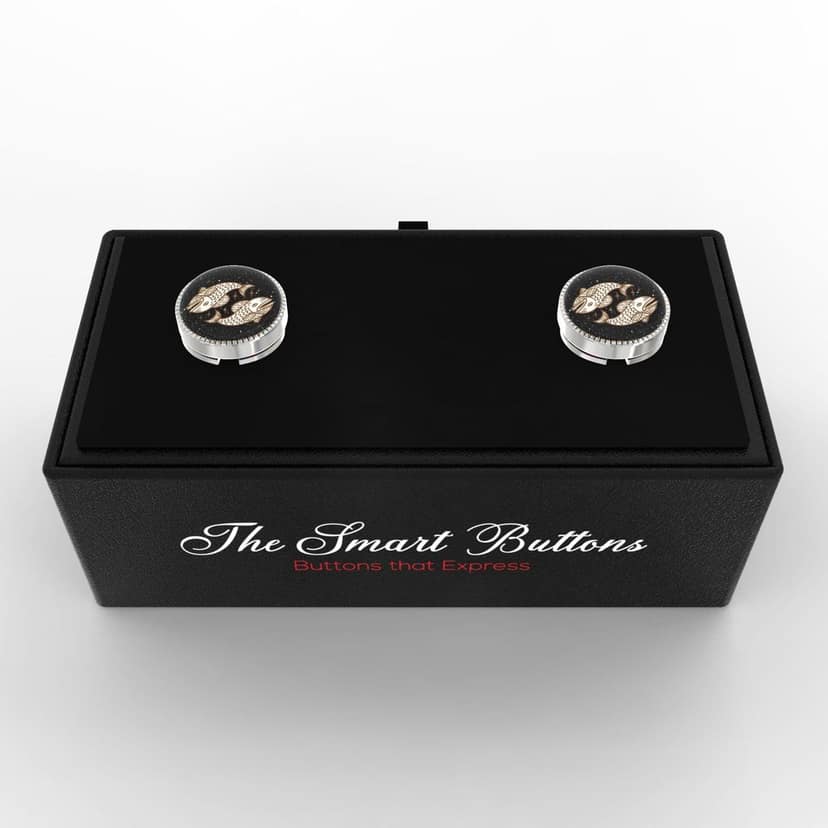The Smart Buttons - Shirt Button Cover Cufflinks for Men - Pisces Style view 3
