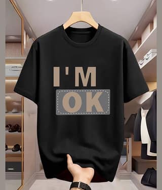 AOOSH Men Cotton Blend Oversized Fit Printed T-Shirt ( Mustard )