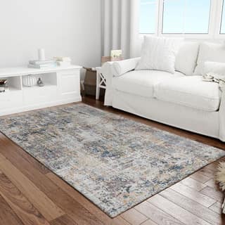 Neu Looms Handmade Viscose Wool Anti-Skid Rug for Bedroom, Living Room, Nursery, Dorm, Playroom & Reading Area (Size 6x9 Feet, Blue-Beige)