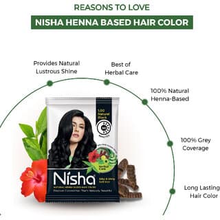 Nisha Natural Henna Based Hair Color Powder Conditioning Herbal Care Silky & Shiny Soft Hair 10Gm And 25Gm Each Sachet Pack of 10 (350 g) view 2