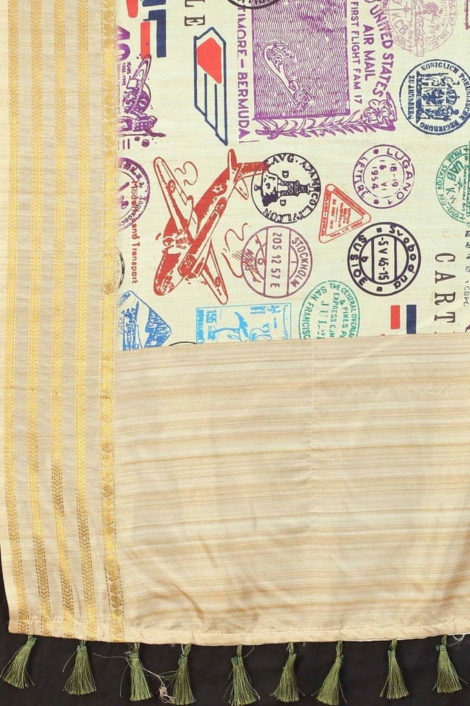 Women's Chanderi Digital Print Saree view 6