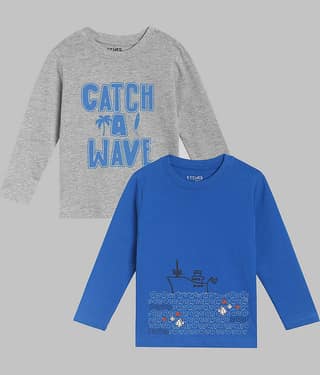 ETCHED DESIGN Pack of 2 Boys Cotton T-Shirt ( Multicolor )