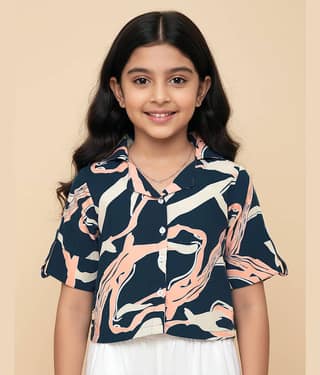 Aarya Designer Pack of 1 Girls Crepe Shirt ( Pink )