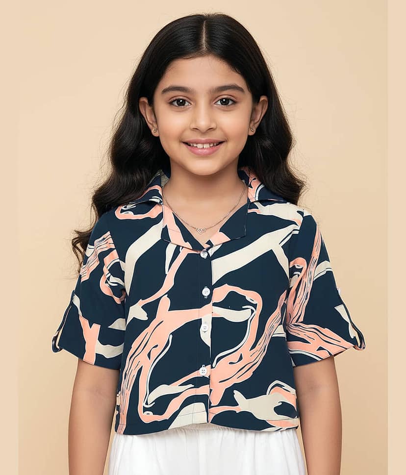Aarya Designer Pack of 1 Girls Crepe Shirt ( Pink )