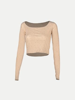 Women Sand All Over Printed cropped Full Sleeve T shirts