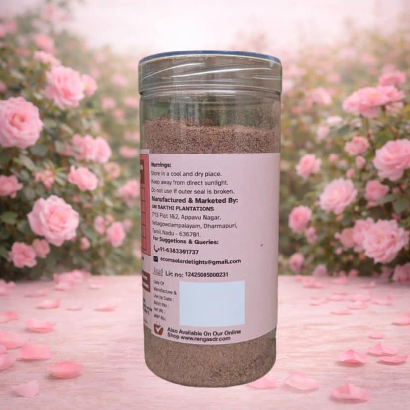 DR. RENGA'S SOLAR DELIGHTS Sugar Free Rose Milk Mix | Sweetened with Nattu Sakkarai (Jaggery) | Traditional Rose Milk Essence Powder | 400g view 5