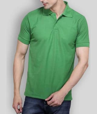 SKYRISE Pack of 1 Cotton Blend Slim Fit Solid Half Sleeves Men's Polo T Shirt ( Green )