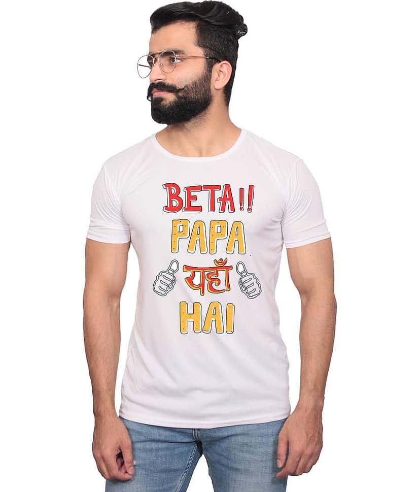 Nityanand Enterprises White Cotton Blend T-Shirt