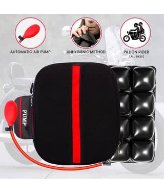 GRAND PITSTOP Inflatable Air Seat Cushion with Pump | Breathable Mesh Cover & Non-Skid Bottom | Ideal for Medical, Office, Home, Motorcycle, Car Lumbar Support