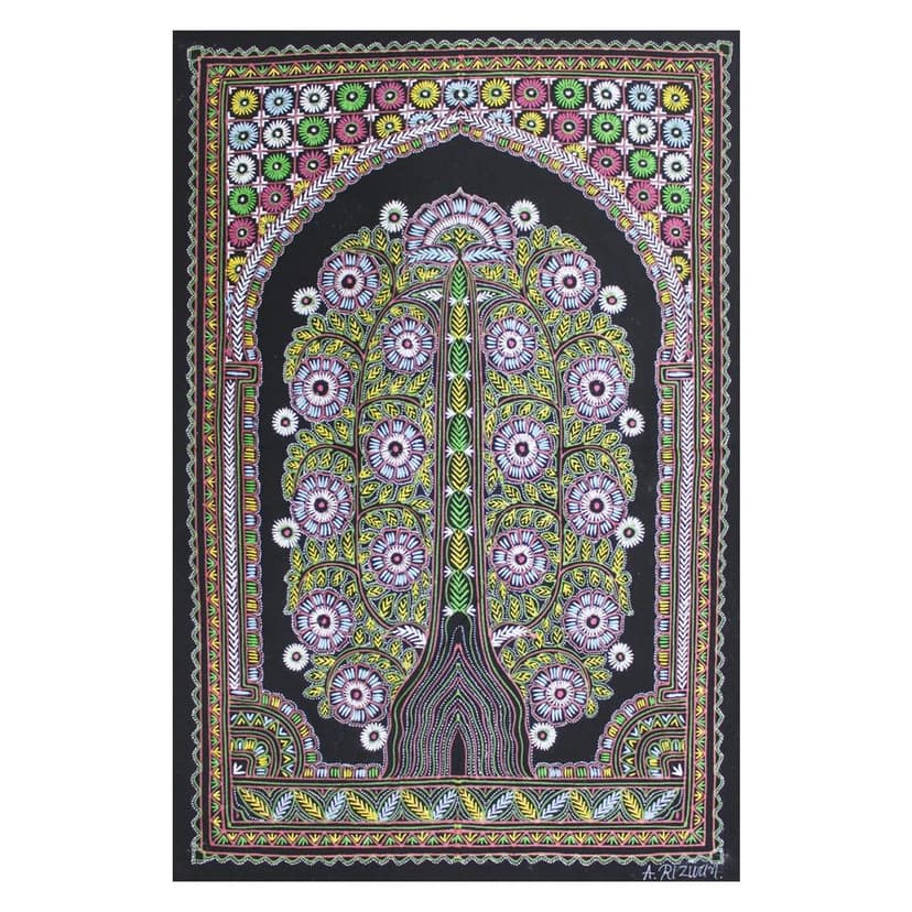 Garvi Gurjari (A Gujarat Govt Enterprise Handmade Rogan Painting - Black(GGCHRP08) view 2