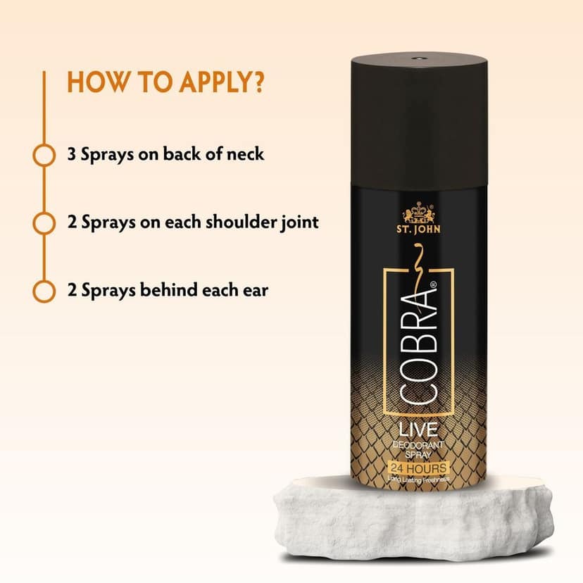 ST-JOHN Cobra Deo Live (2Pcs) and Sport 150 ML (2Pcs) each Body Deodorant Spray - For Men & Women (600 ml, Pack of 4) view 3