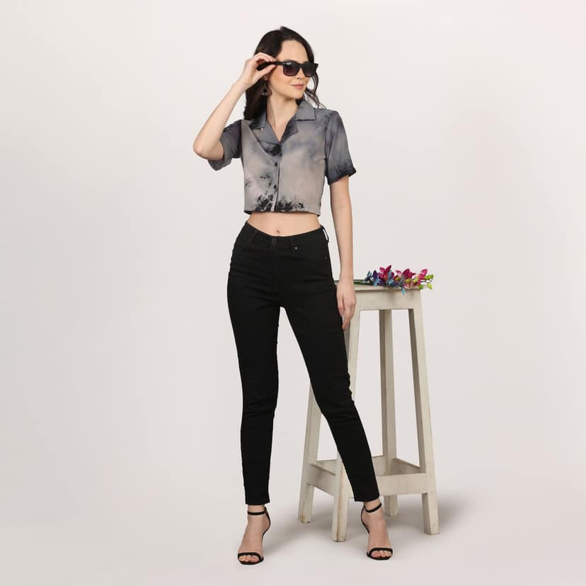 Women Stylish Tie & Dye Crop Shirt view 2