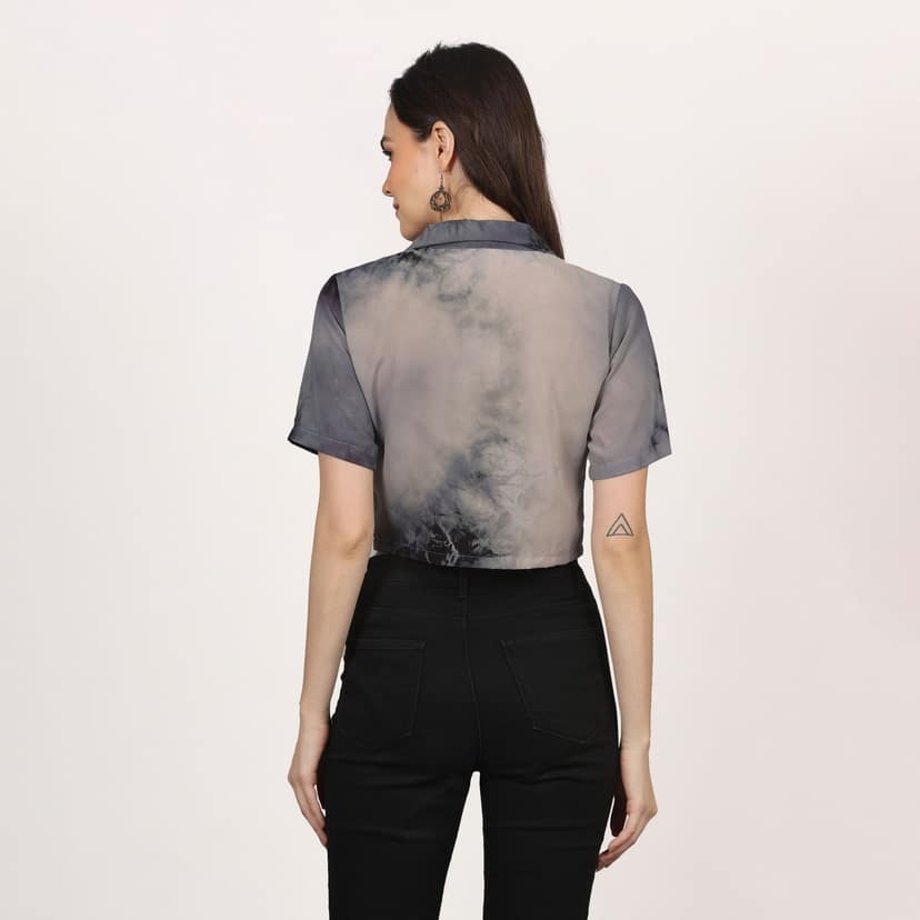 Women Stylish Tie & Dye Crop Shirt view 3