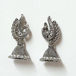 luv fashion silver oxidized jhumkis