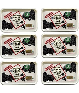 Kimia Dates Original Mazafati Dates Juicy & Delicious Khajoor Rich In Fibre 500 gm (Pack of 6)